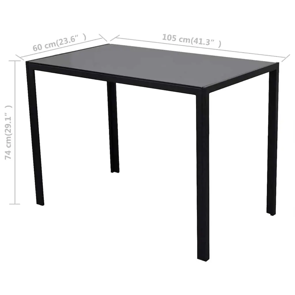 Dining Set Black Modern 5 Piece Kitchen Table and Chairs Artificial Leather