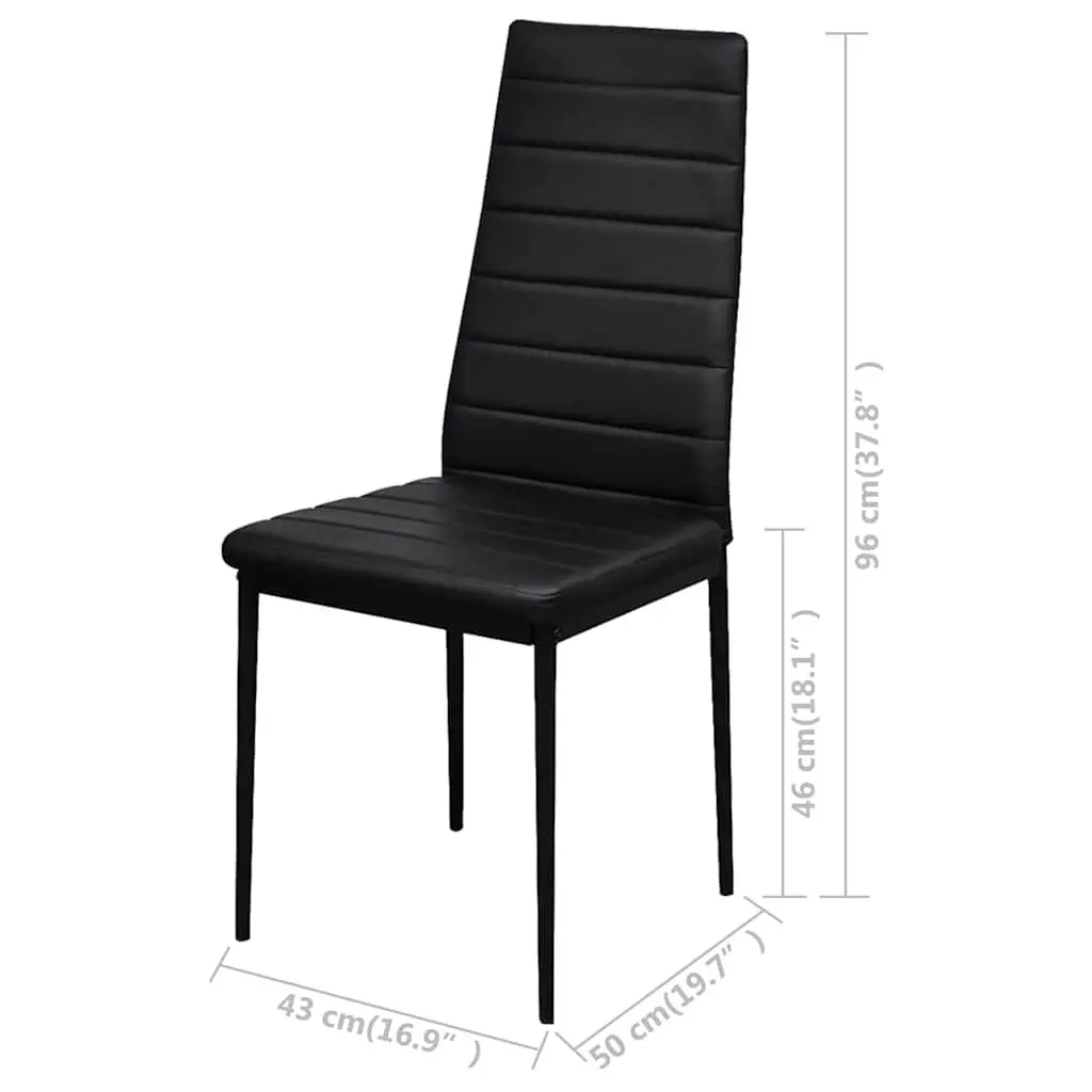 Dining Set Black Modern 5 Piece Kitchen Table and Chairs Artificial Leather