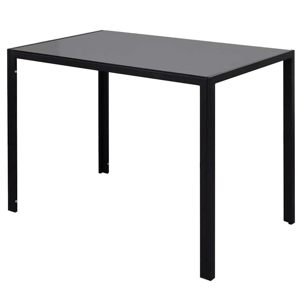 Dining Set Modern 5 Pieces Black White Tempered Glass Artificial Leather