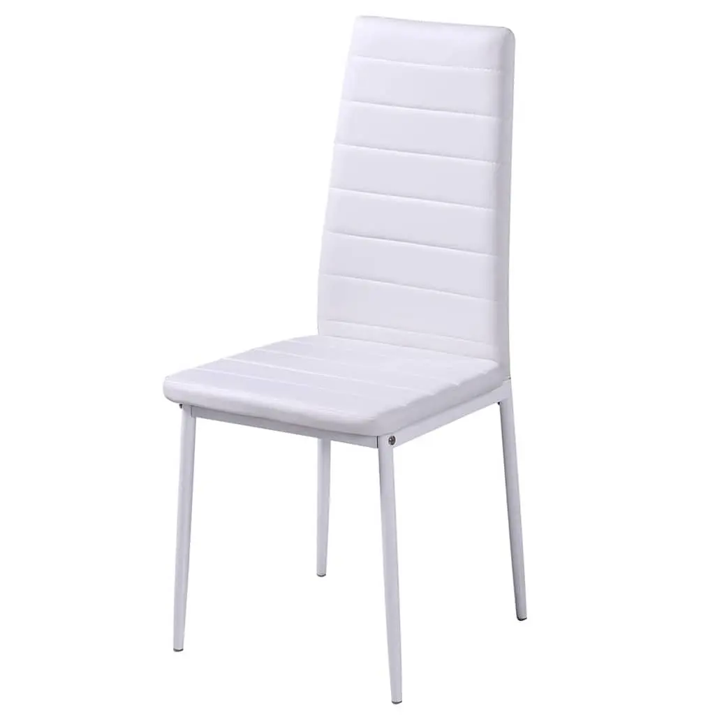 Dining Set Modern 5 Pieces Black White Tempered Glass Artificial Leather