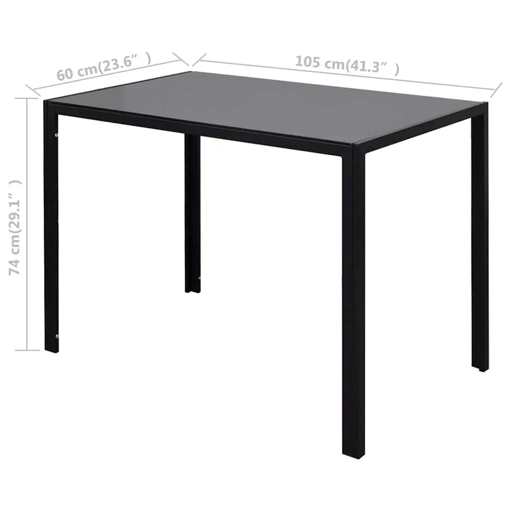Dining Set Modern 5 Pieces Black White Tempered Glass Artificial Leather