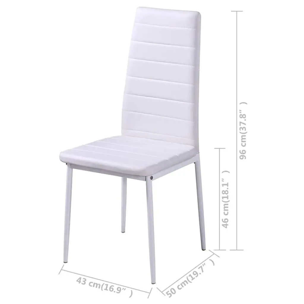 Dining Set Modern 5 Pieces Black White Tempered Glass Artificial Leather