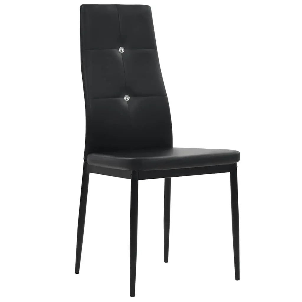 Dining Chairs Set of 6 Black Faux Leather Kitchen Room Furniture Modern Design
