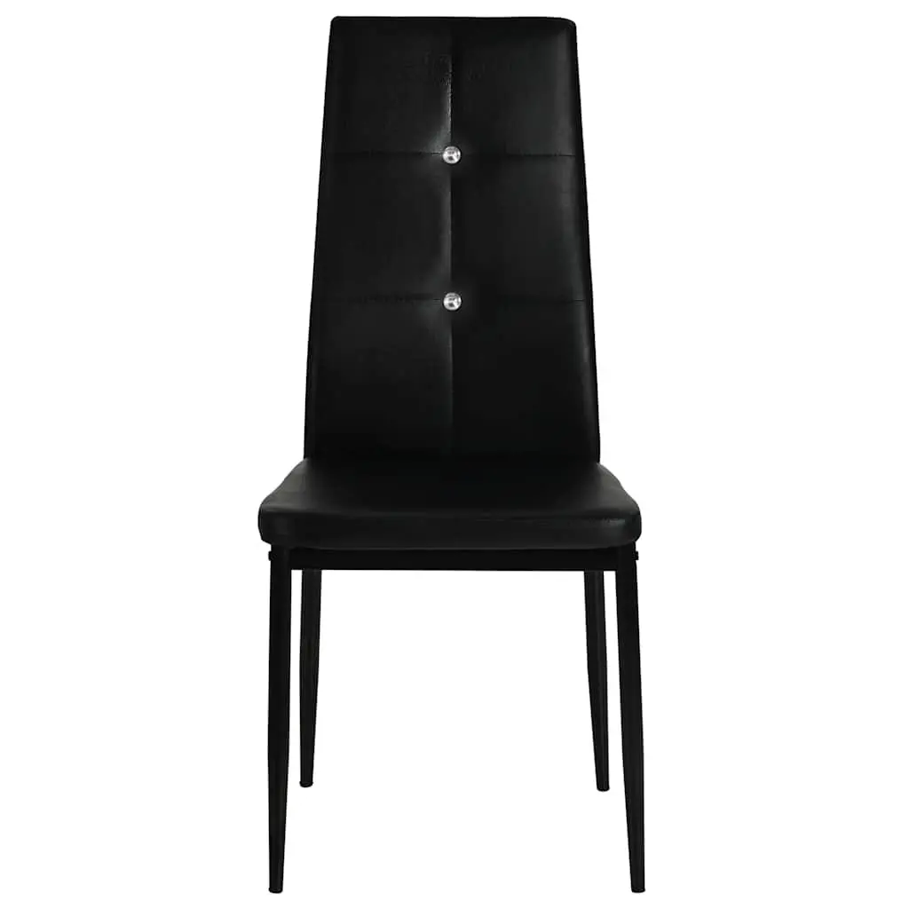 Dining Chairs Set of 6 Black Faux Leather Kitchen Room Furniture Modern Design