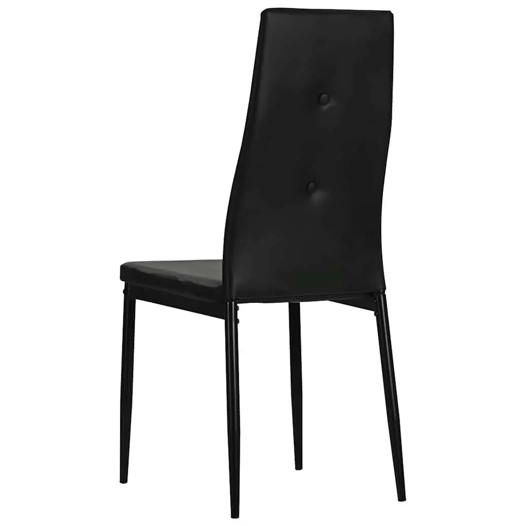 Dining Chairs Set of 6 Black Faux Leather Kitchen Room Furniture Modern Design