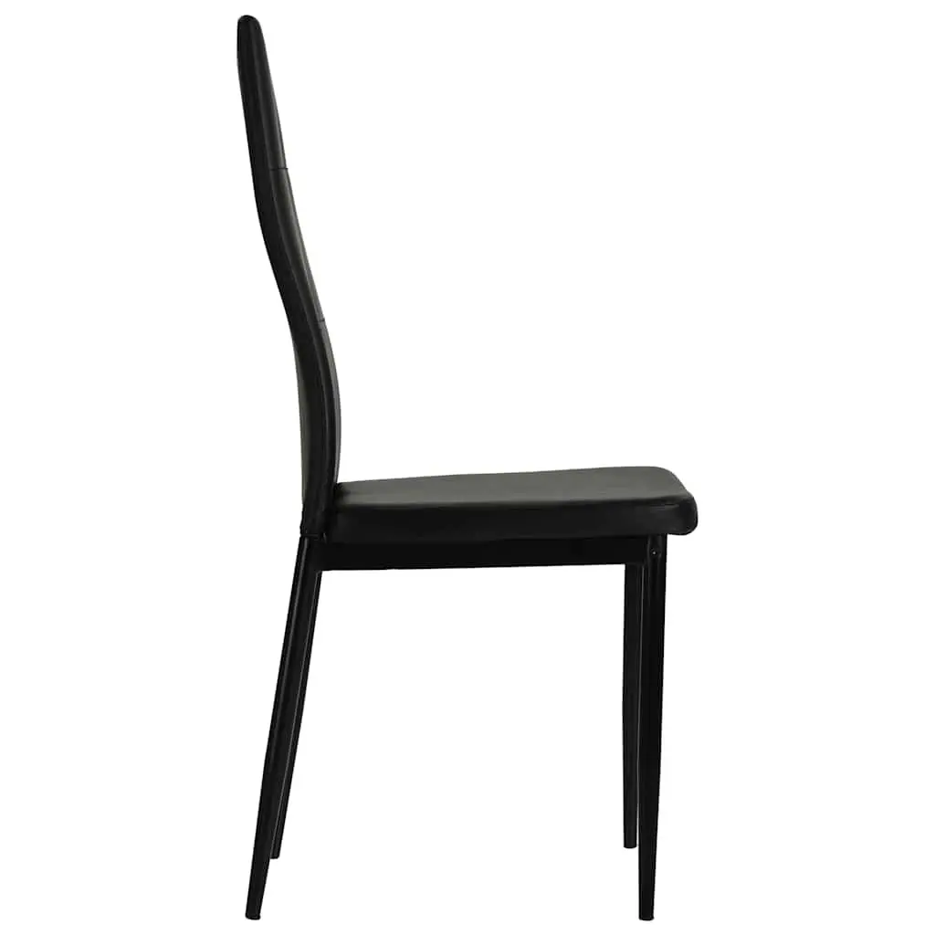 Dining Chairs Set of 6 Black Faux Leather Kitchen Room Furniture Modern Design