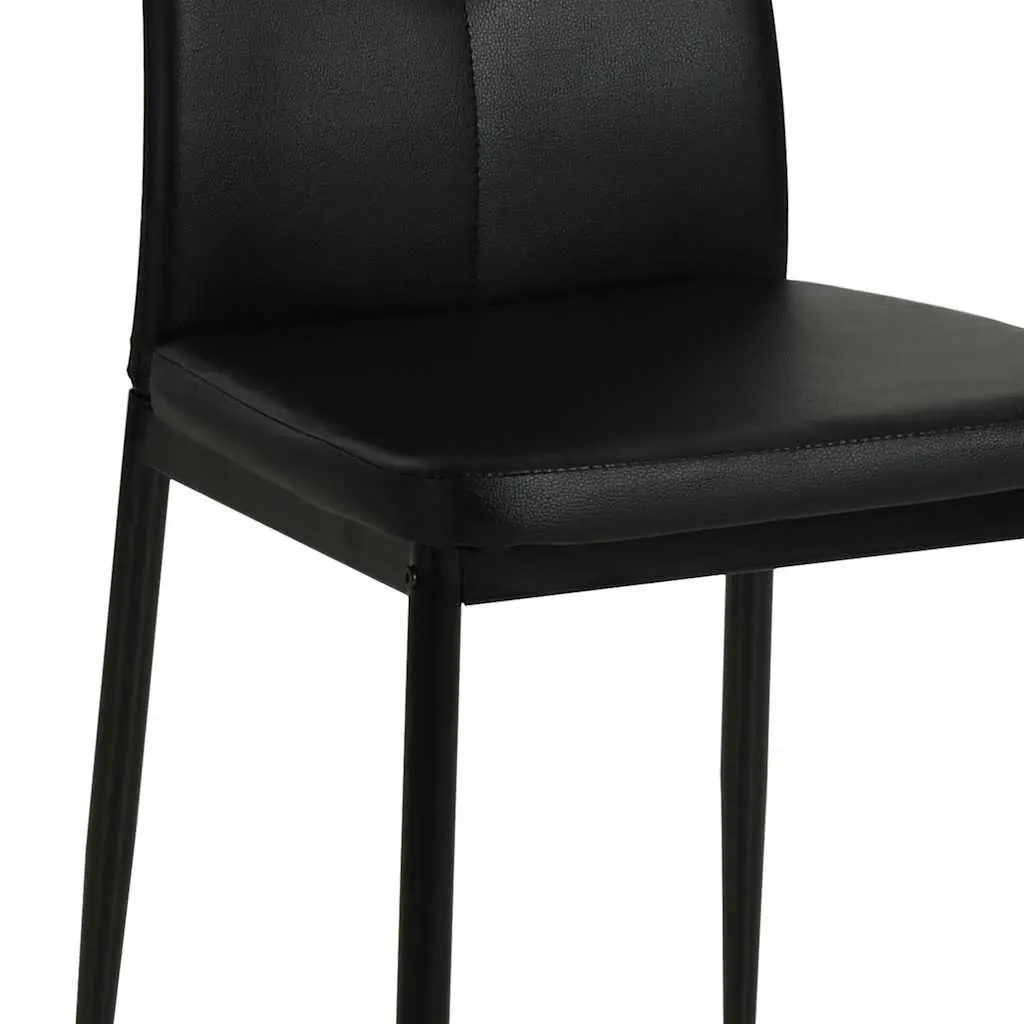 Dining Chairs Set of 6 Black Faux Leather Kitchen Room Furniture Modern Design