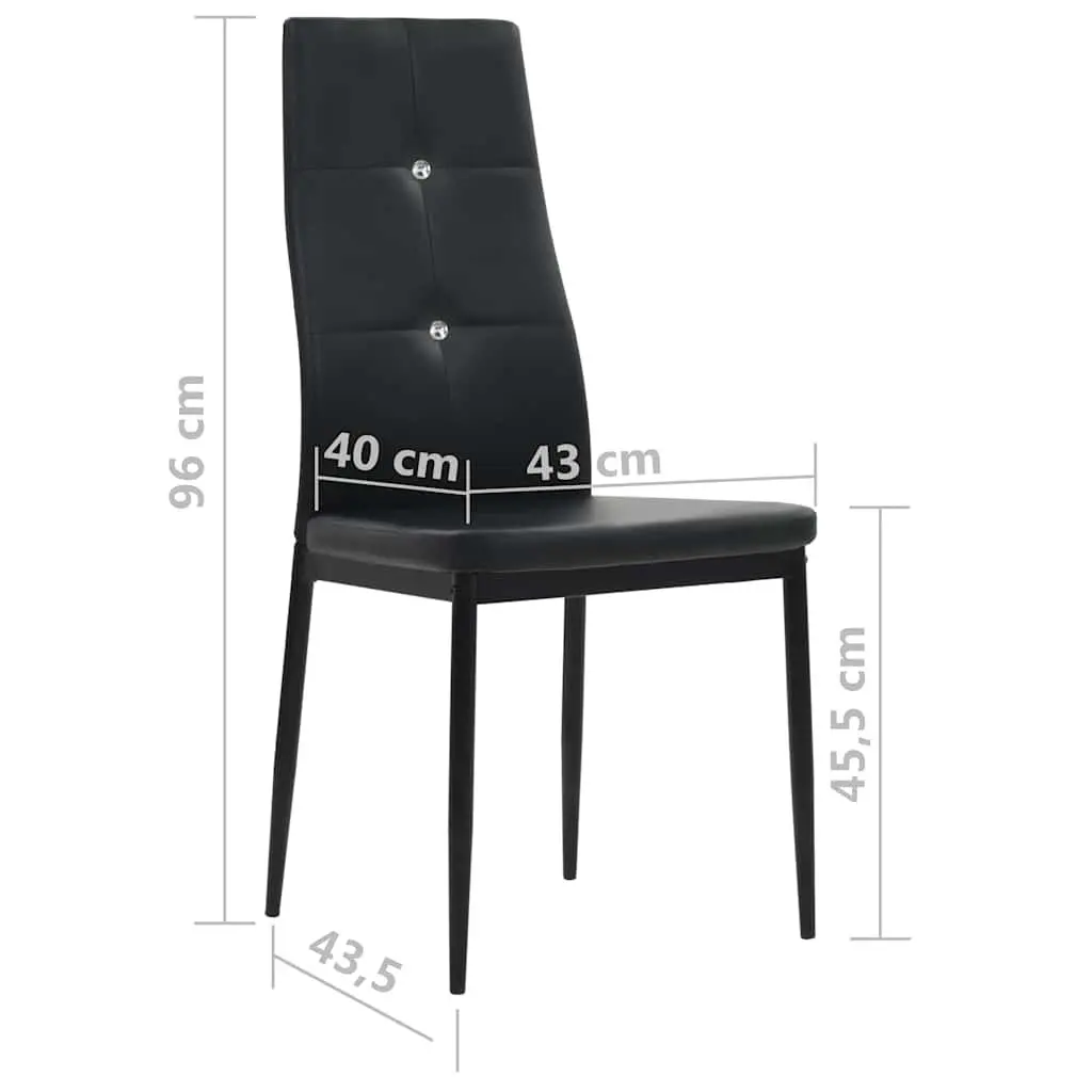 Dining Chairs Set of 6 Black Faux Leather Kitchen Room Furniture Modern Design