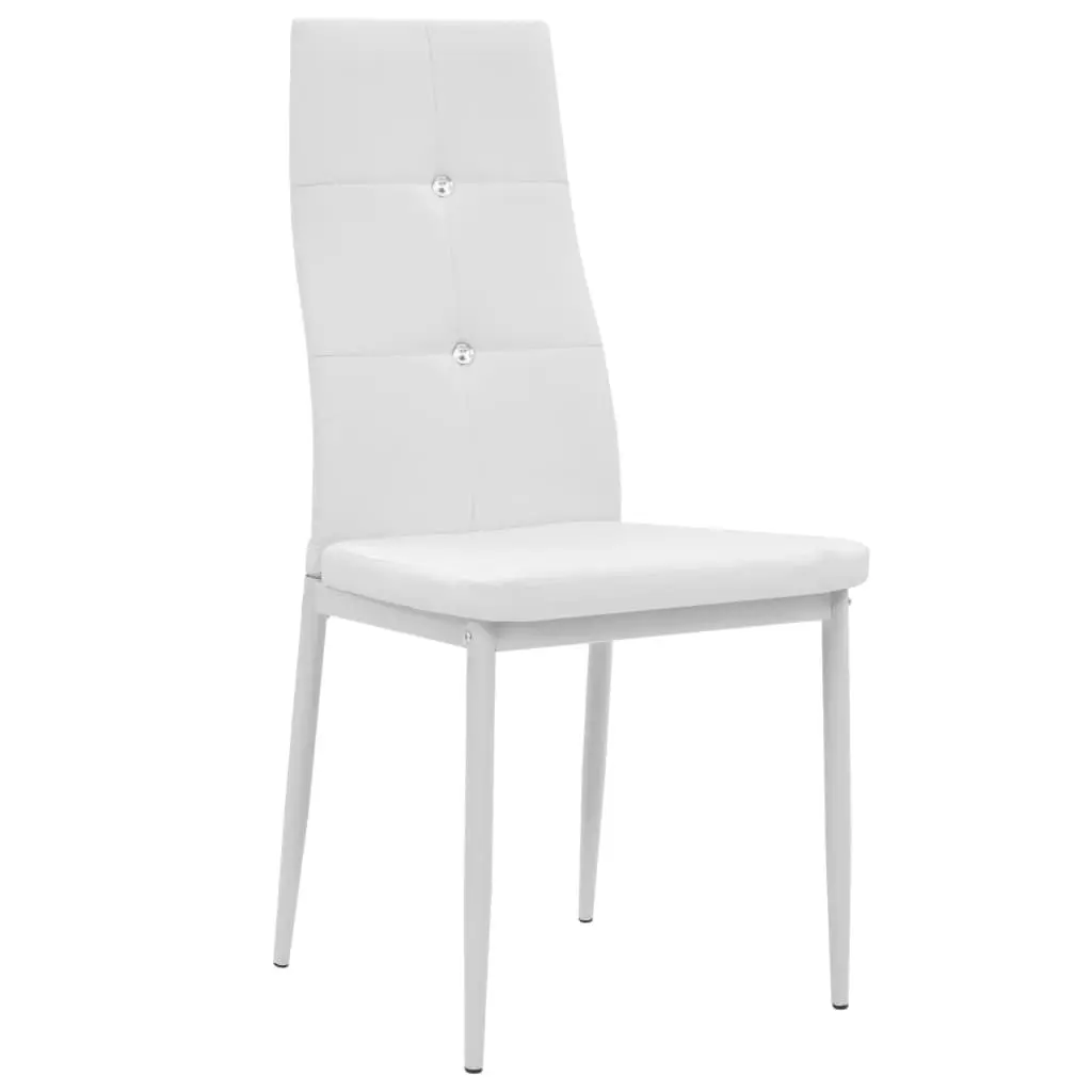 Dining Chairs Set of 6 White Faux Leather Kitchen Room Furniture Modern Design