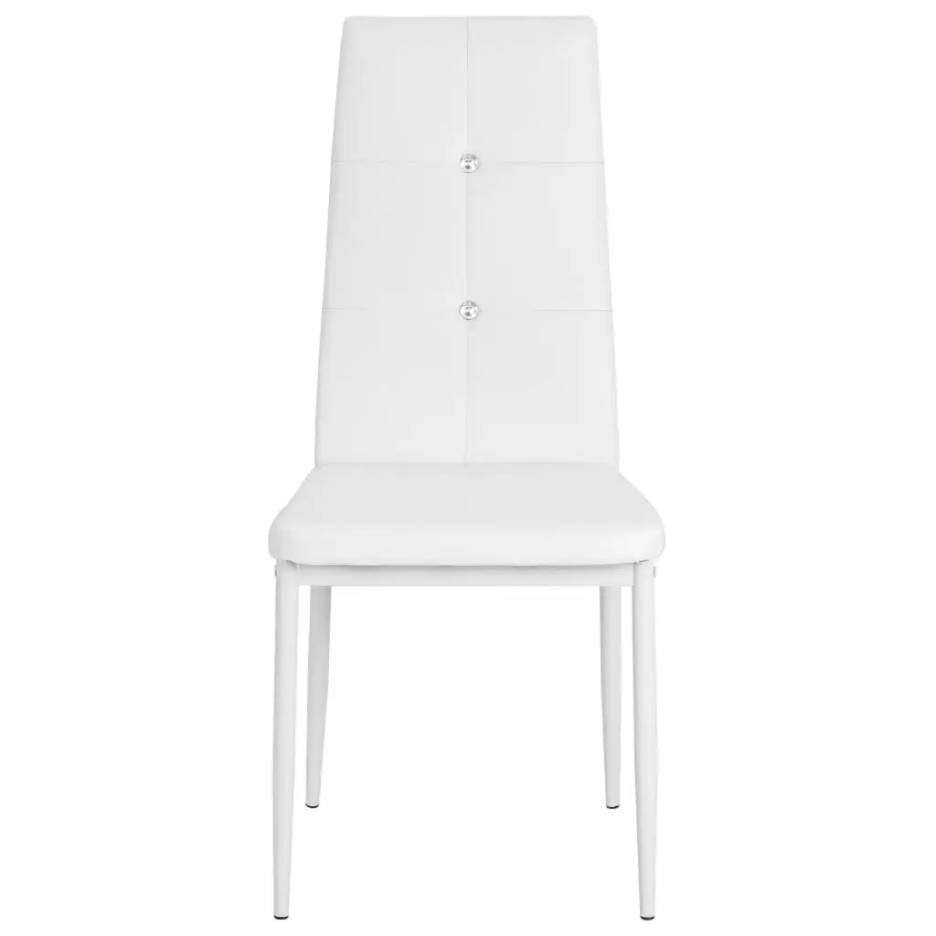 Dining Chairs Set of 6 White Faux Leather Kitchen Room Furniture Modern Design