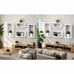 Set of 8 White Cube Shelves for Stylish Home Display