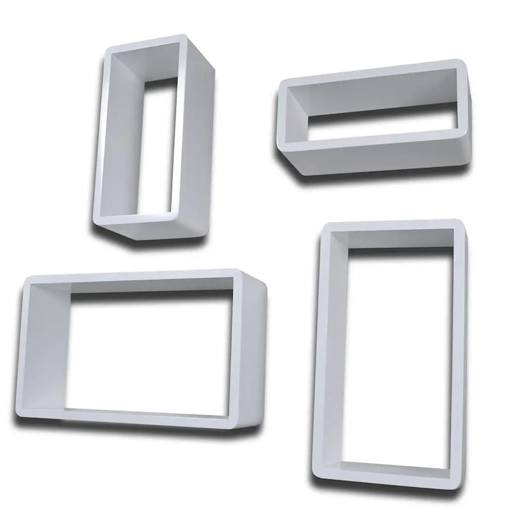 White Cube Shelves Set 8 Piece High Gloss MDF Storage Display Floating Shelving Home Decor