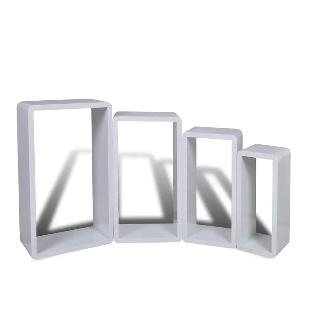 White Cube Shelves Set 8 Piece High Gloss MDF Storage Display Floating Shelving Home Decor