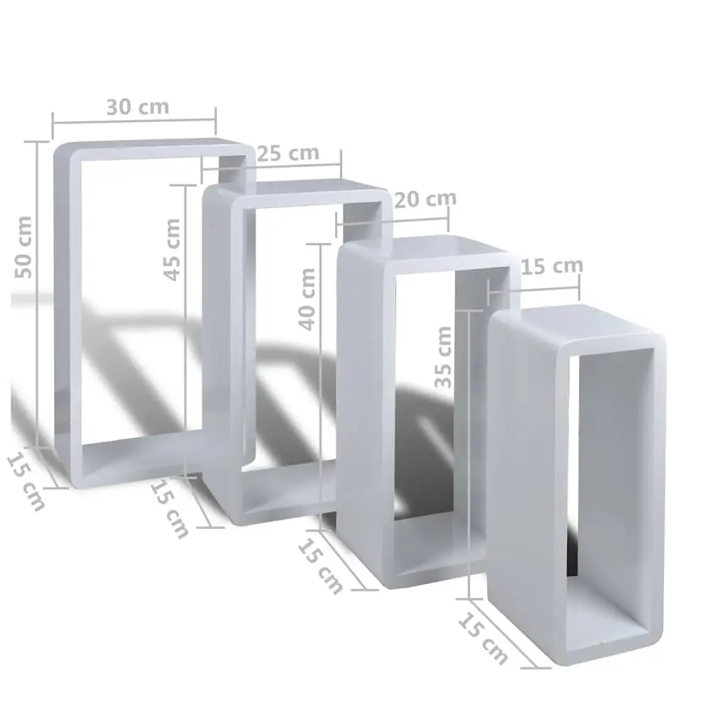 White Cube Shelves Set 8 Piece High Gloss MDF Storage Display Floating Shelving Home Decor