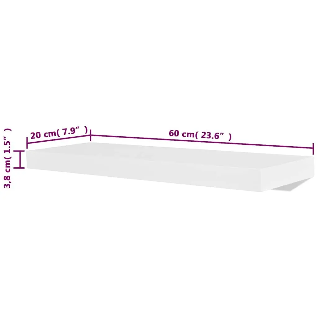Wall Shelves White 60 cm MDF Floating Display Storage 4 Piece Home Decor