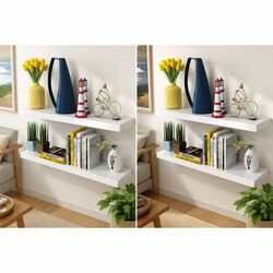 White Floating Wall Shelves Set of 4, 80 cm