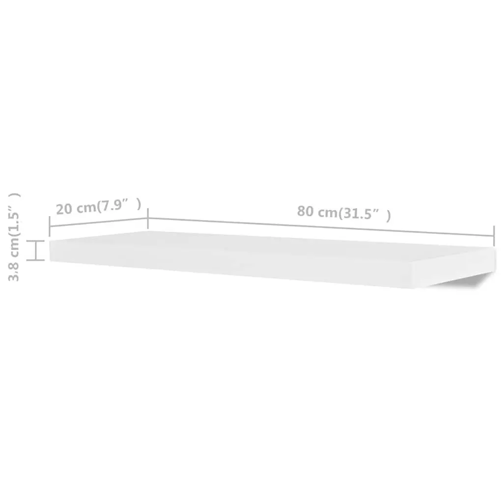 White Floating Wall Shelves Set of 4, 80 cm