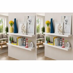 Set of 4 White Floating Wall Shelves 100cm