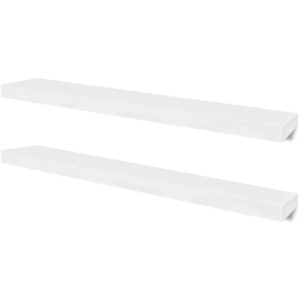 Set of 4 White Floating Wall Shelves 100cm