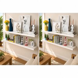 White Floating Shelf Set of 4 for Home Decor