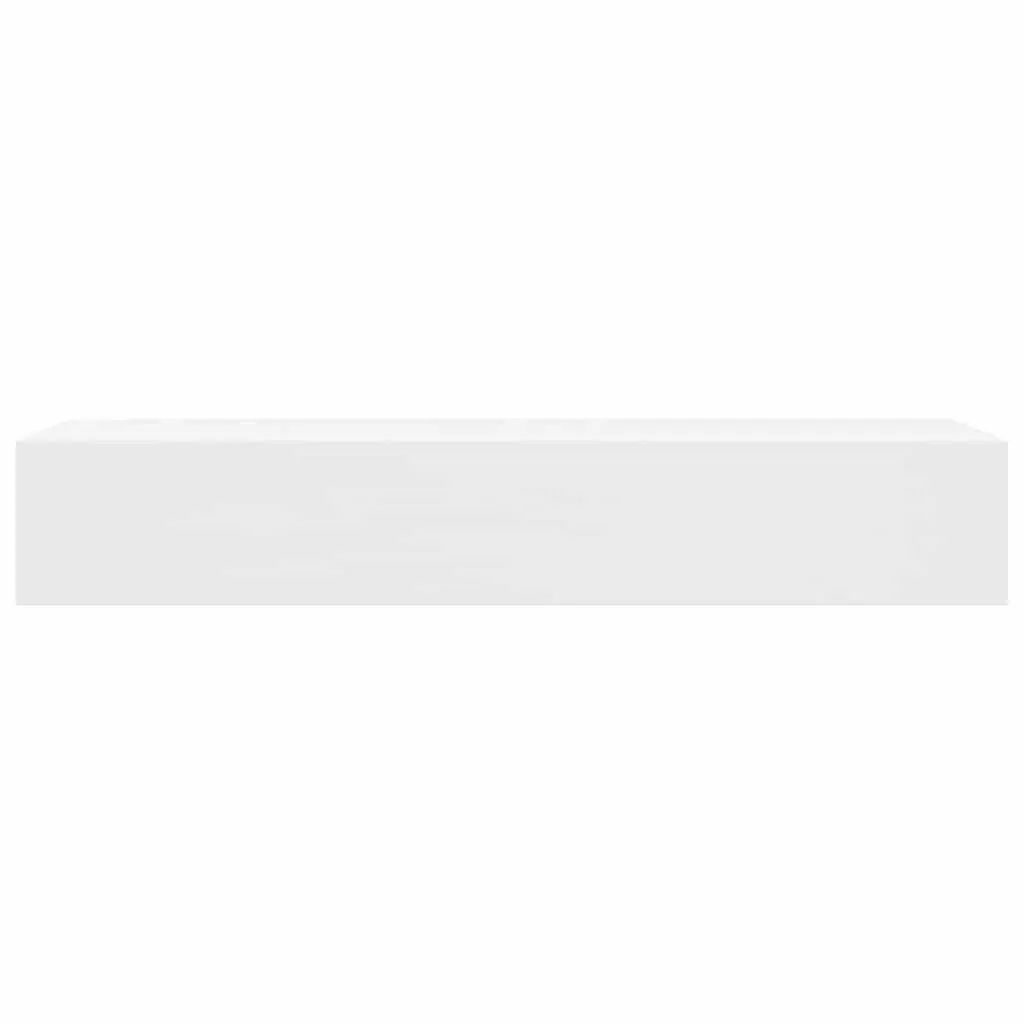 Set of 2 White Floating Wall Shelves with Drawer