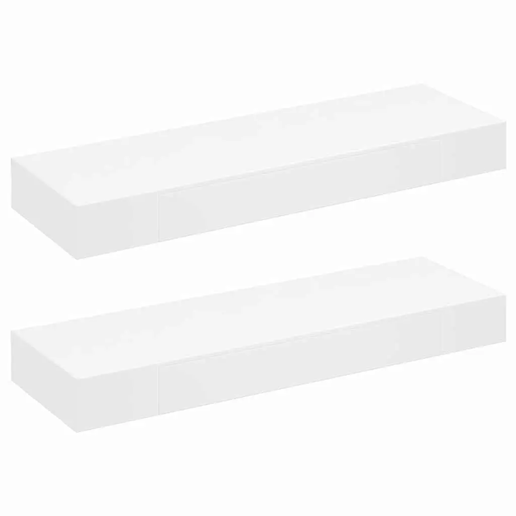 Wall Shelves with Drawers White 80 cm MDF 2 pcs