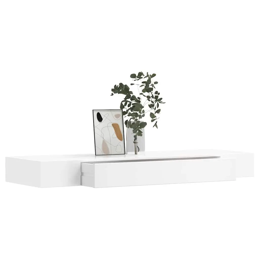 Wall Shelves with Drawers White 80 cm MDF 2 pcs