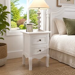 Set of 4 Vintage Style Bedside Tables in White