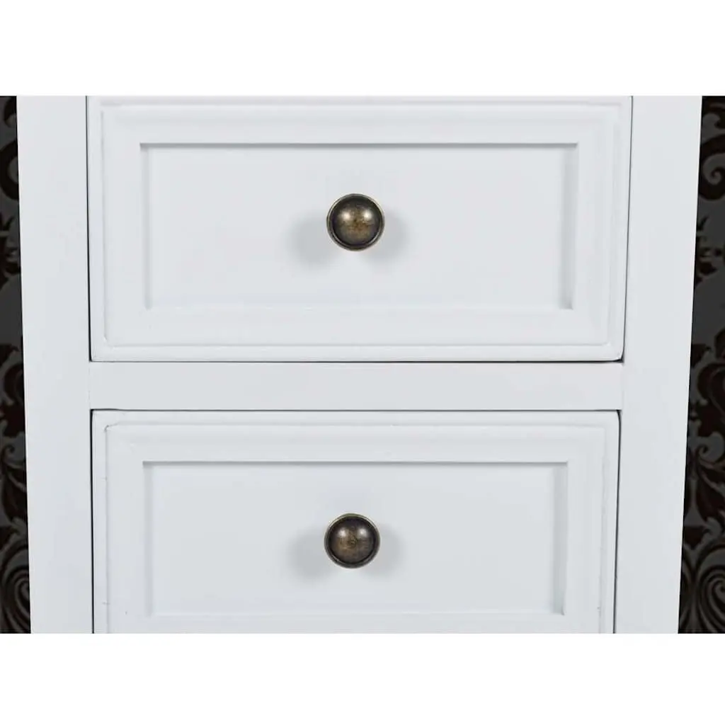 Bedside Tables Vintage Style White MDF 4 Piece Nightstands with Drawers