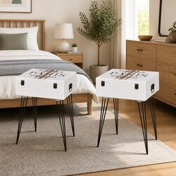 Vintage Suitcase Design Bedside Cabinets, 2 pcs