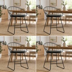 Set of 4 Comfortable Dining Chairs in Black Steel