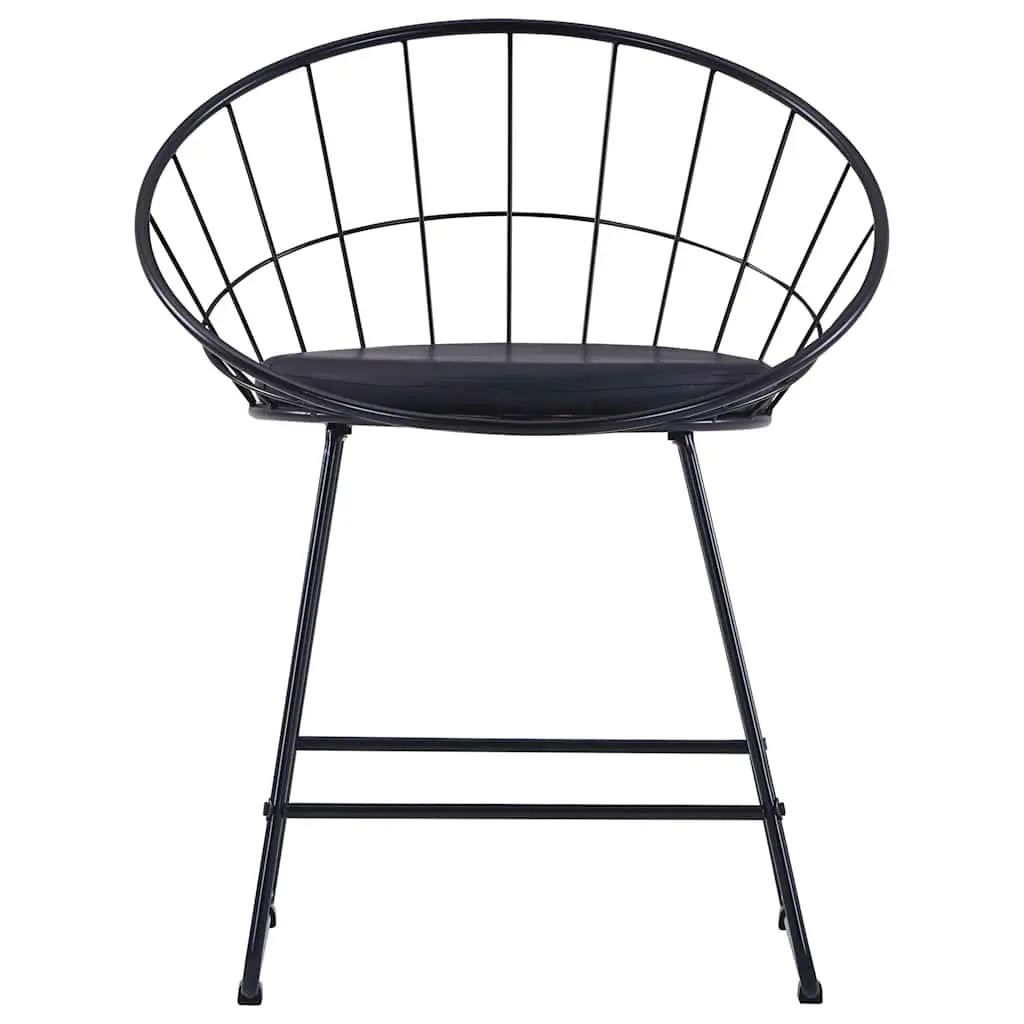 Dining Chairs Set 4 Pieces Black Steel Frame Faux Leather Cushion Kitchen