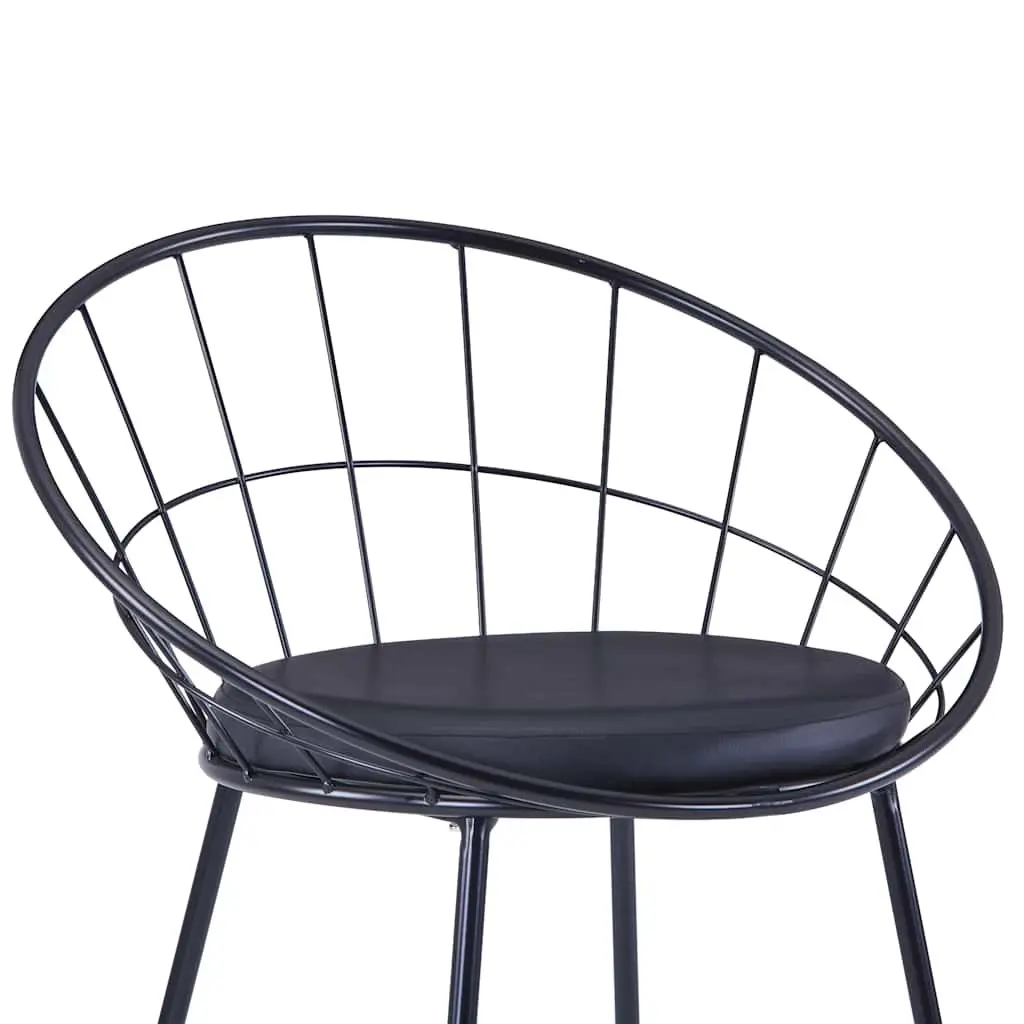Dining Chairs Set 4 Pieces Black Steel Frame Faux Leather Cushion Kitchen