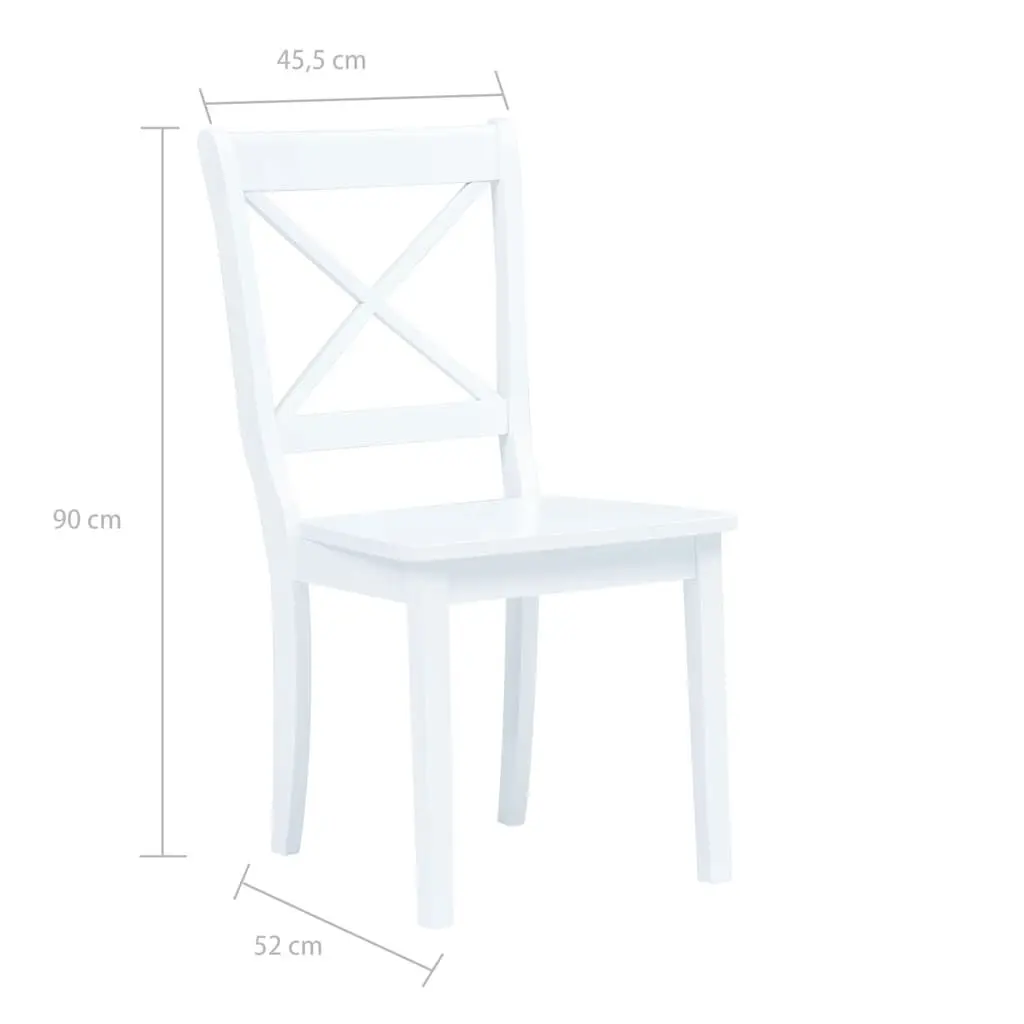5 Piece Dining Set White Wooden Table and Chairs Rubber Wood MDF