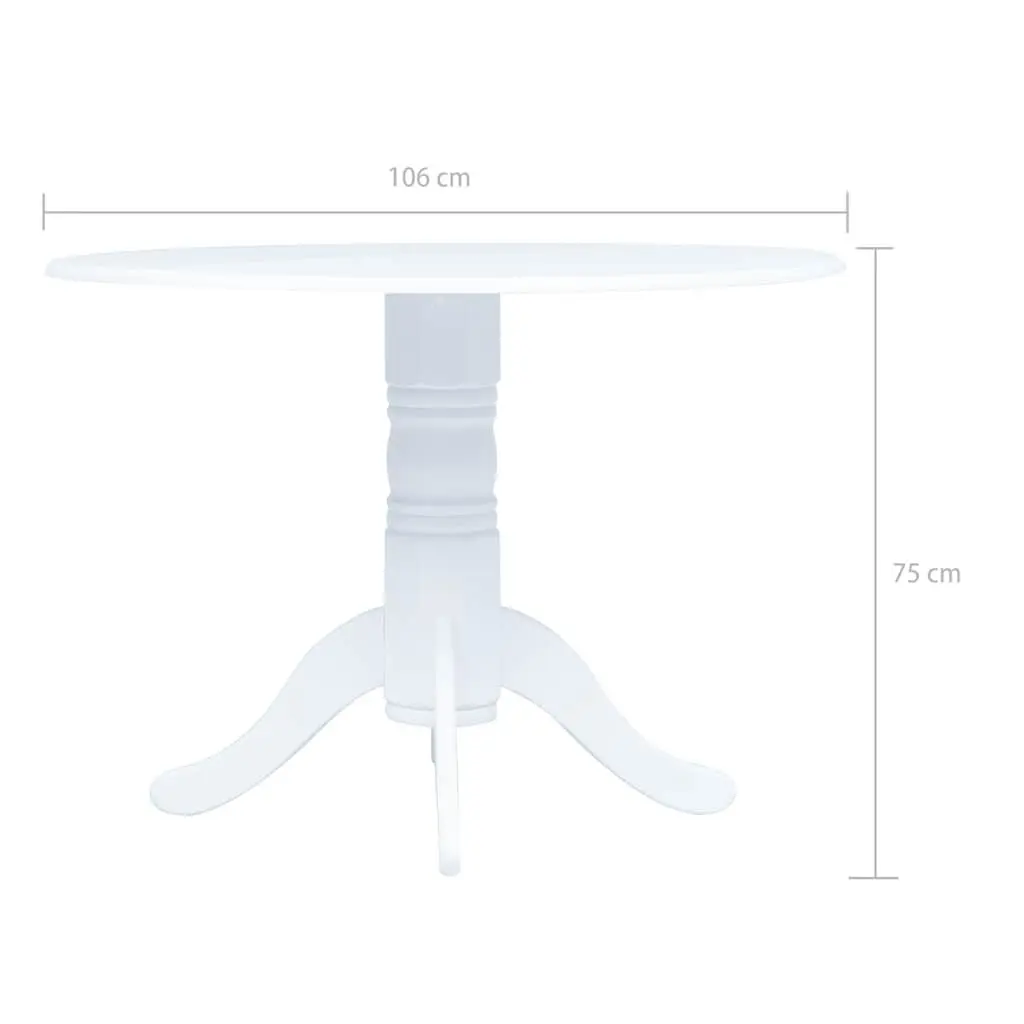 5 Piece Dining Set White Wooden Table and Chairs Rubber Wood MDF