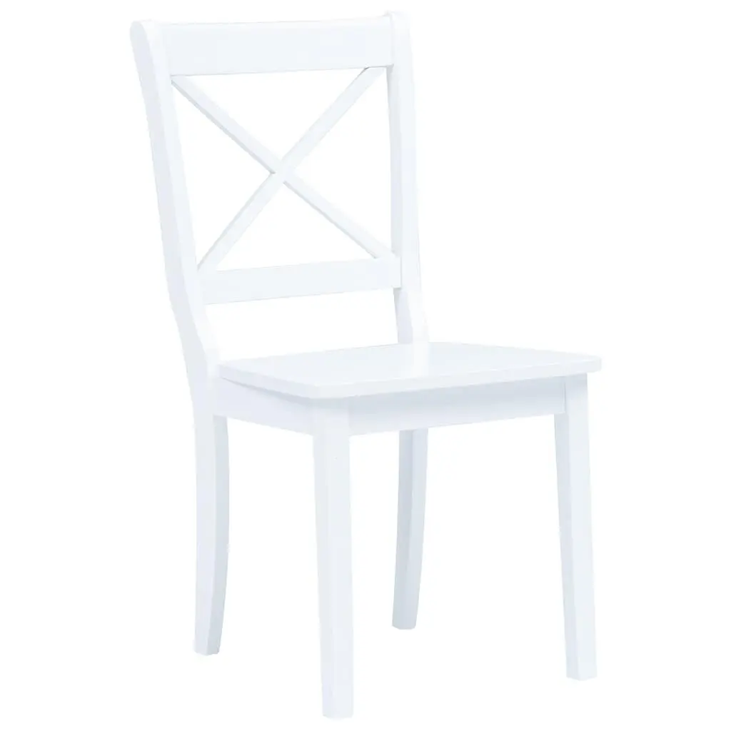 5 Piece Dining Set White Wooden Table and Chairs Rubber Wood MDF