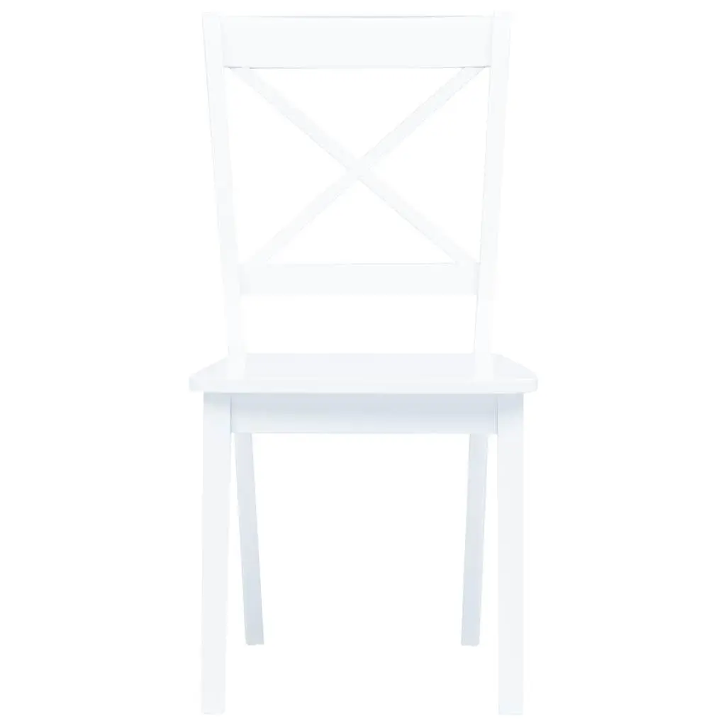 5 Piece Dining Set White Wooden Table and Chairs Rubber Wood MDF