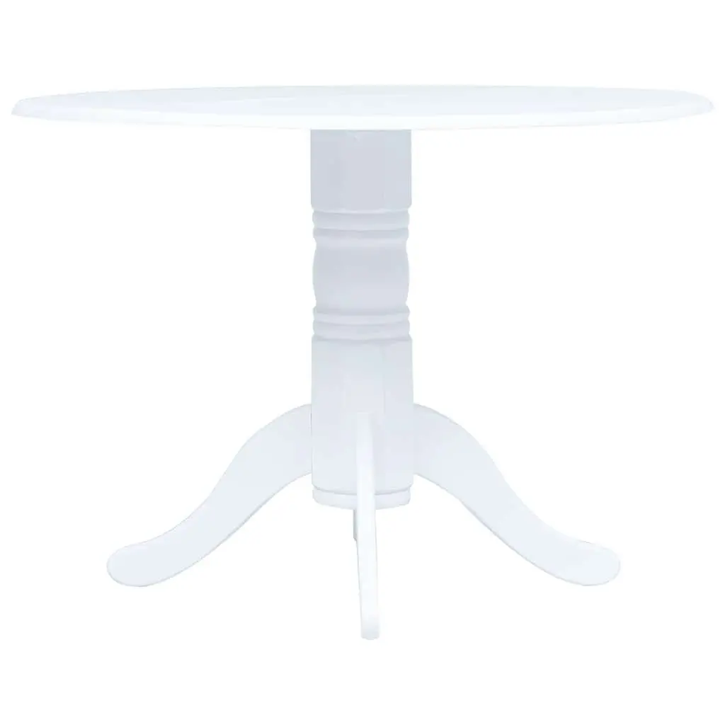 5 Piece Dining Set White Wooden Table and Chairs Rubber Wood MDF