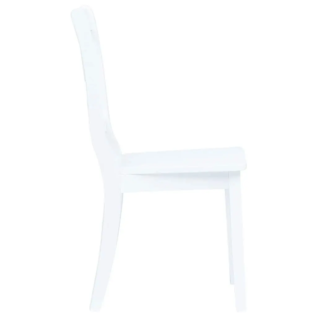 5 Piece Dining Set White Wooden Table and Chairs Rubber Wood MDF