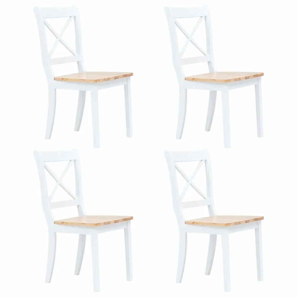 5 Piece Dining Set White Solid Rubber Wood Kitchen Table and Chairs