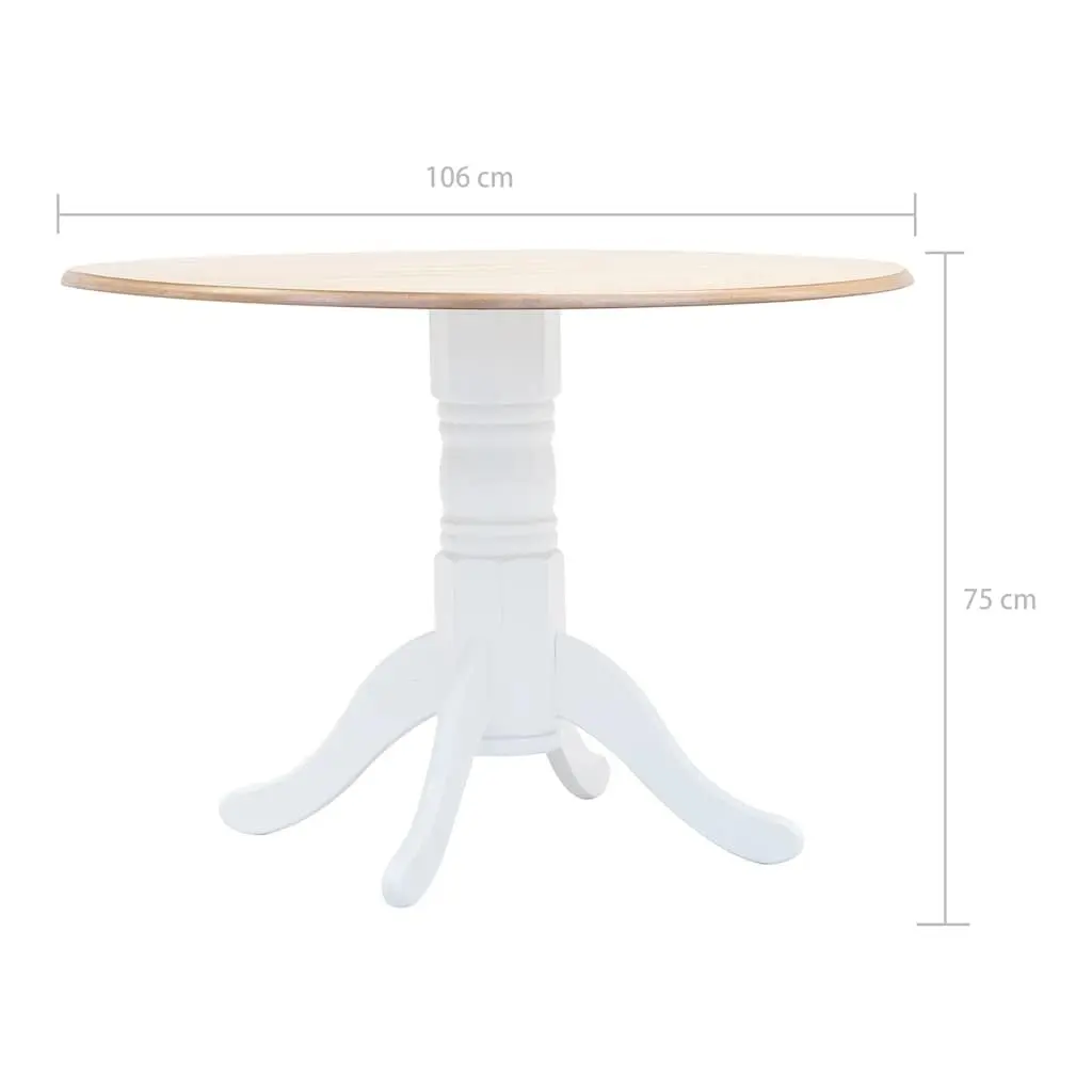 5 Piece Dining Set White Solid Rubber Wood Kitchen Table and Chairs