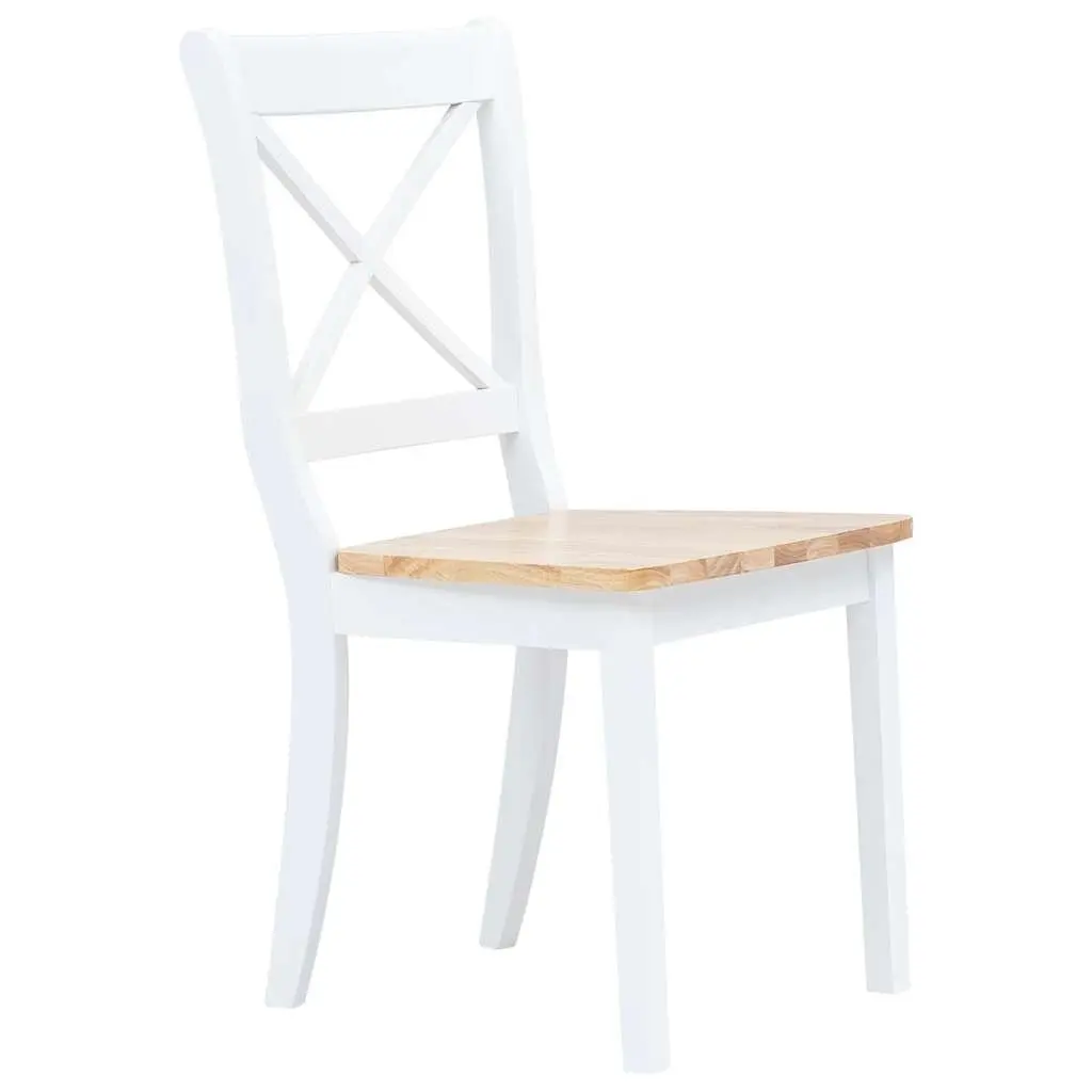 5 Piece Dining Set White Solid Rubber Wood Kitchen Table and Chairs