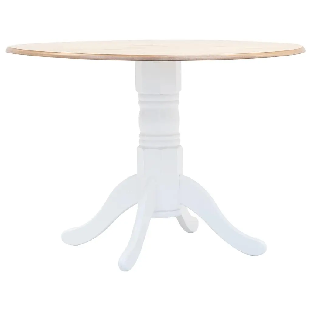 5 Piece Dining Set White Solid Rubber Wood Kitchen Table and Chairs