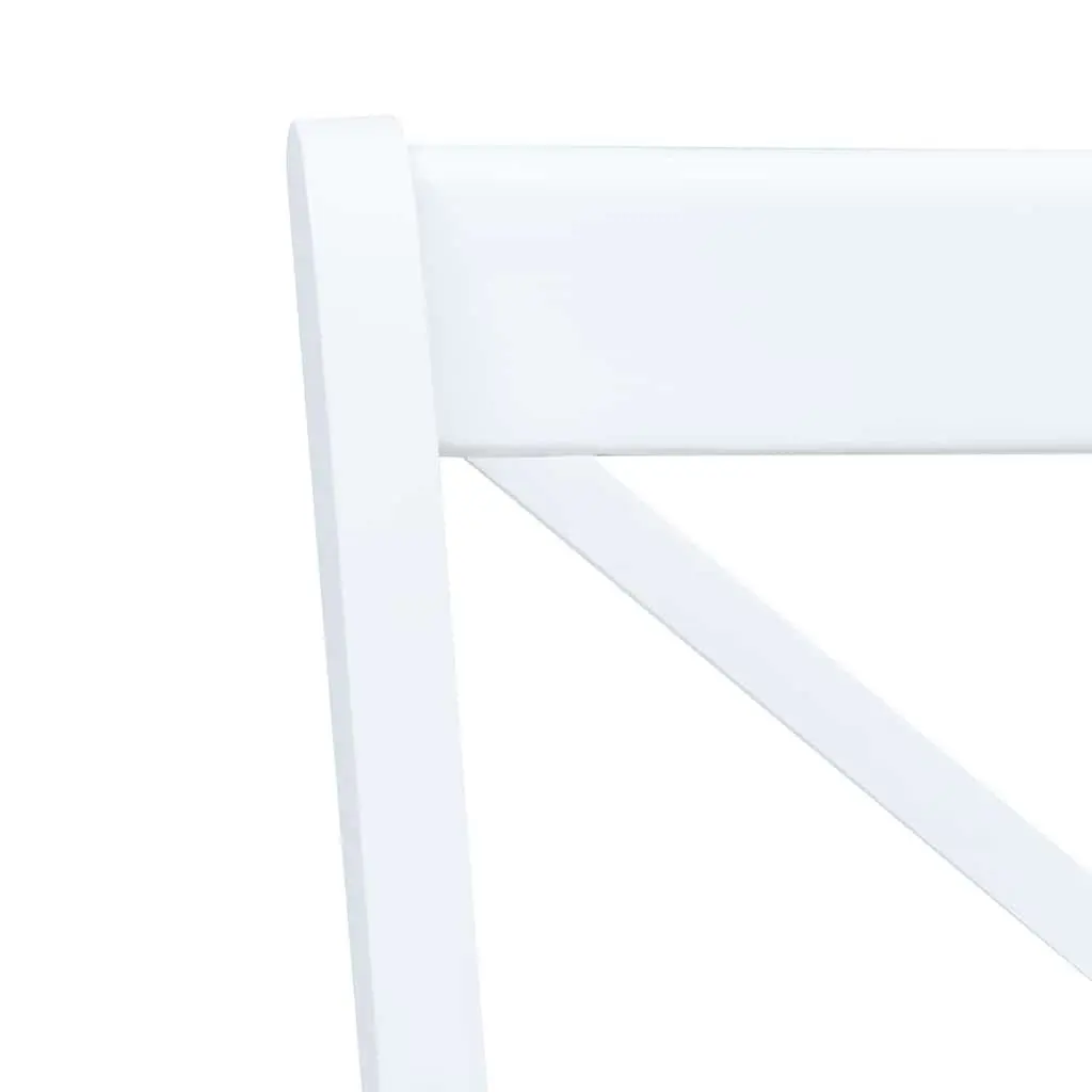 5 Piece Dining Set White Solid Rubber Wood Kitchen Table and Chairs