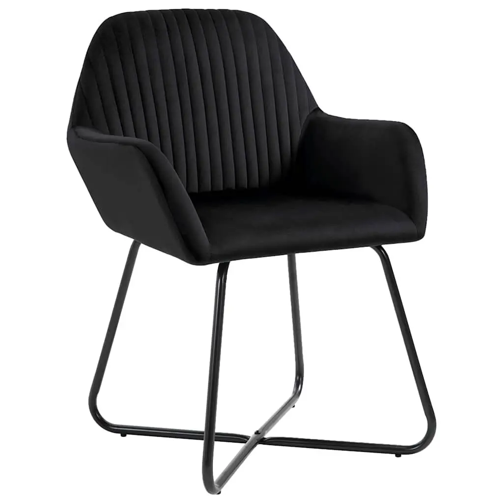 Dining Chairs Black Velvet 4 Piece Set with Armrests Backrest