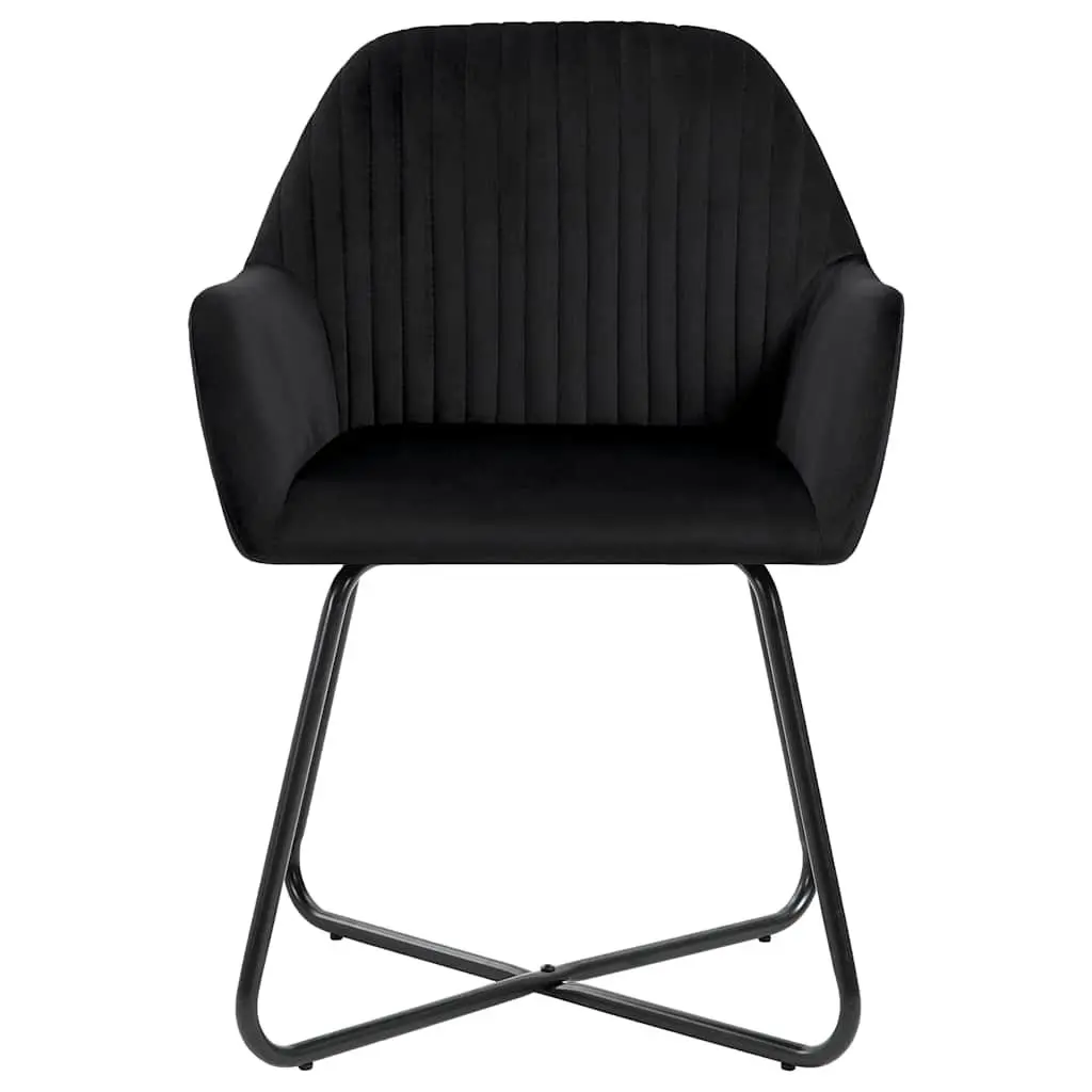 Dining Chairs Black Velvet 4 Piece Set with Armrests Backrest