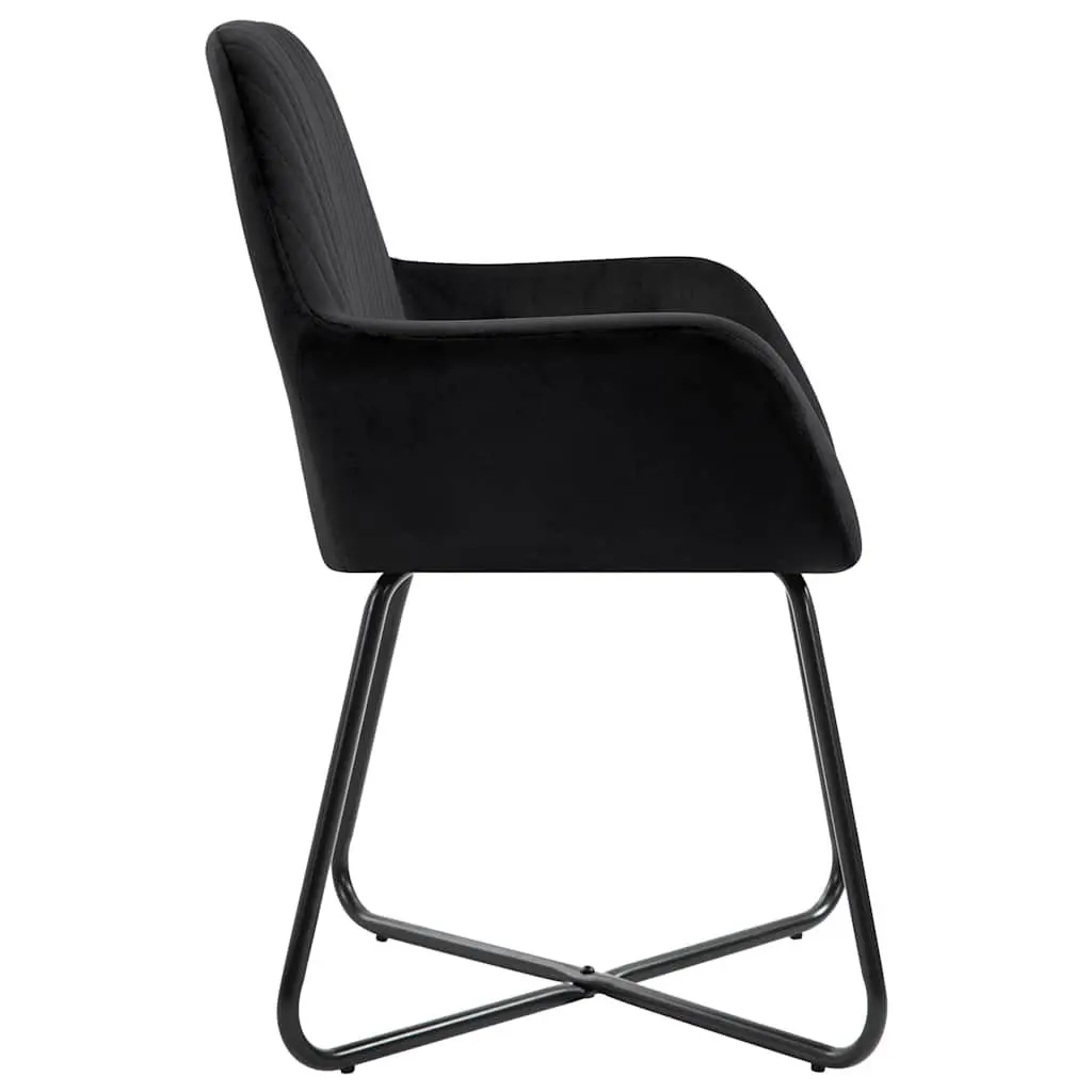 Dining Chairs Black Velvet 4 Piece Set with Armrests Backrest
