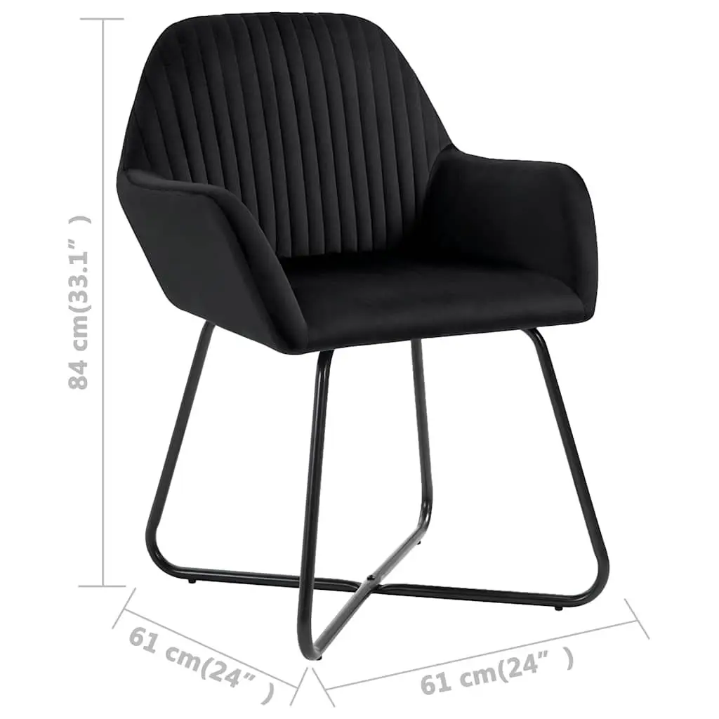 Dining Chairs Black Velvet 4 Piece Set with Armrests Backrest