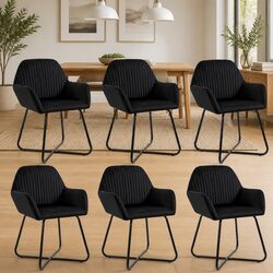 Set of 6 Black Velvet Dining Chairs for Home Comfort