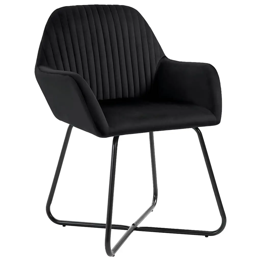 Dining Chairs Black Velvet Set of 6 Ergonomic Steel Legs